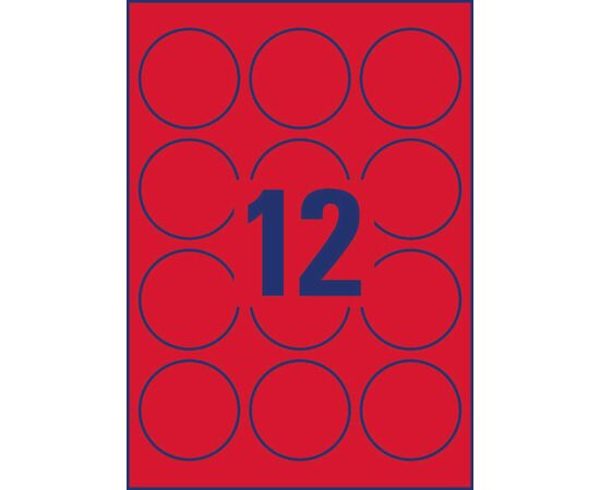 Этикетки [L7670R-25] самоклеящиеся удаляемые (неоновые, красные, Ø63.5 мм) фотография 2