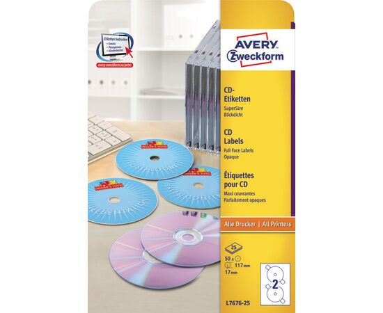 Этикетки [L7676-100] для CD (глянцевые, белые, Ø117 мм, cупер-размер) фотография 3