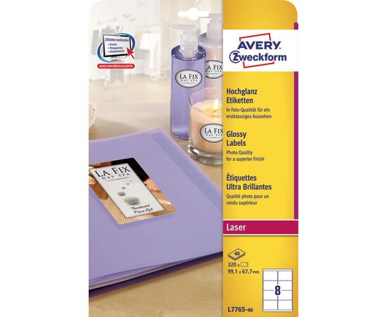Этикетки [L7765-40] самоклеящиеся глянцевые с фотокачеством для лазерных принтеров (99.1x67.7 мм) фотография 3