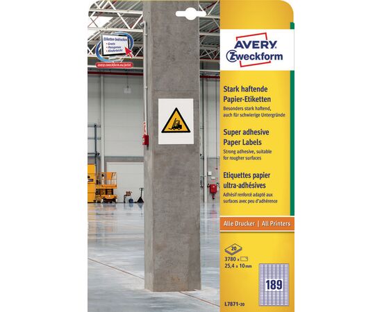 Самоклеящиеся суперстойкие этикетки [L7871-20] (бумажные, 25.4х10 мм) фотография 3