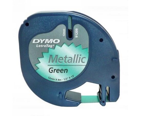 Лента Dymo [S0721740/91209] для принтера Letratag (пластик, черный на зелёном металлике) фотография 2