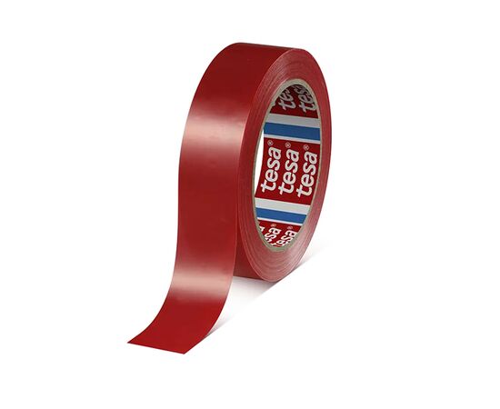 Маскировочная лента Tesa [T4154] на ПВХ-основе (красная, натуральный каучуковый клей, 66 м х 38 мм) фотография 1