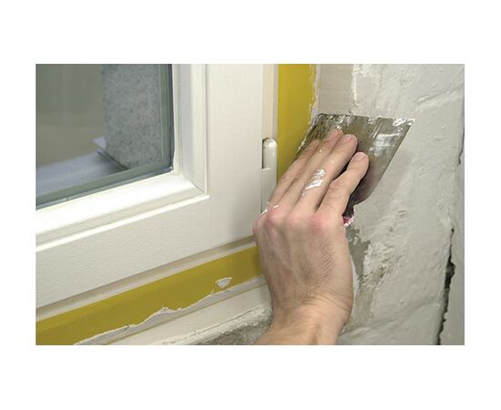 Прочная и стойкая малярная лента Tesa [T55444-00000-01] из ПВХ для малярных и штукатурных работ (желтая, 33 м x 50 мм) фотография 2