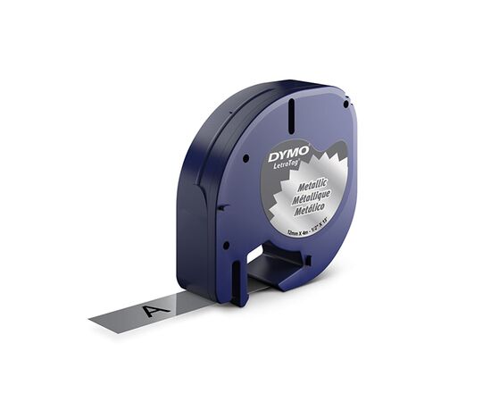 Лента Dymo [S0721730/91208] для принтера Letratag (пластик, черный на серебристом металлике) фотография 2