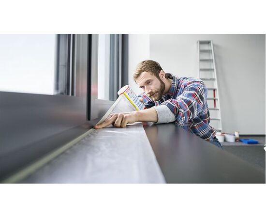 Укрывная пленка Tesa [T59116-00000-00] с малярной лентой (прозрачная, 33 м x 550 мм) фотография 2