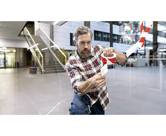 Напольная маркировочная лента Tesa [T60760-16] для разметки пола (желто-черная, ПВХ основа, 150 мкм, самоклеящаяся, 33 м x 50 мм) фотография 6