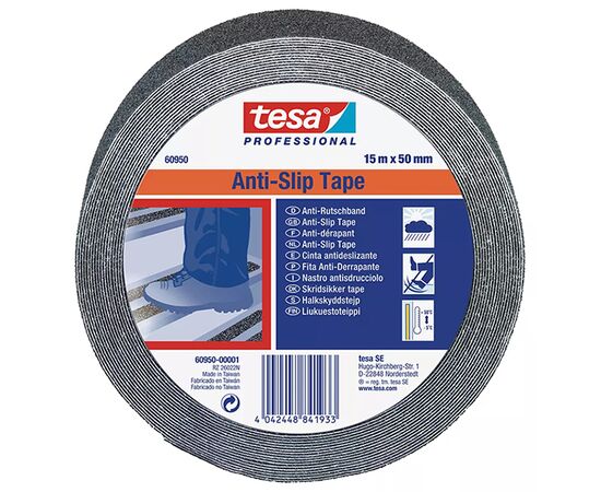 Профессиональная противоскользящая лента Tesa Anti-slip Tape [T60950-00001-01] (черная, 800 мкм, 15 м x 50 мм) фотография 2