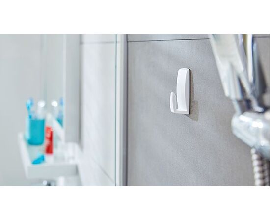 Водостойкие пластиковые крючки Tesa Powerstrips [T59761-00000-00] на самоклеящейся основе (до 2 кг, 2 шт) фотография 11