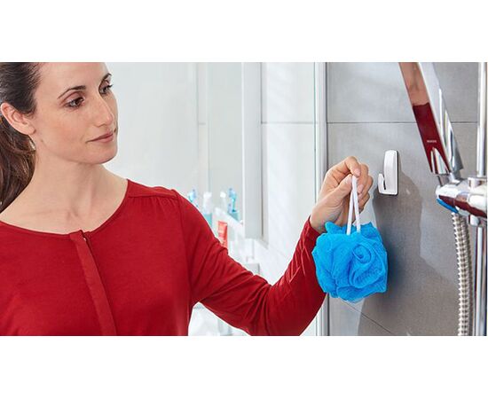 Водостойкие пластиковые крючки Tesa Powerstrips [T59761-00000-00] на самоклеящейся основе (до 2 кг, 2 шт) фотография 12