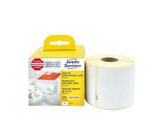 Этикетки Avery Zweckform [AS0722440] для принтеров серии Label Writer (черный на белом, 70х54 мм) фотография 2