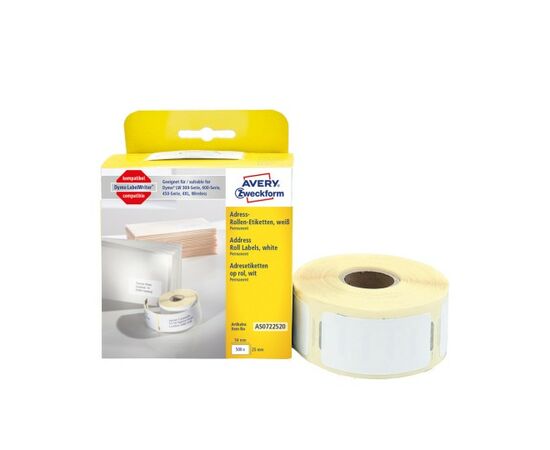 Этикетки Avery Zweckform [AS0722520] для принтеров серии Label Writer (черный на белом, 54х25 мм) фотография 2
